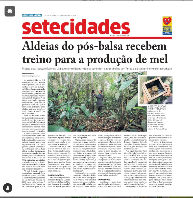 Aldeias do Pós-Balsa recebem treino para a produção de mel