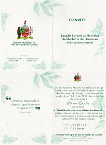 Convite - Medalha Mérito Ambiental PMSBC 2022